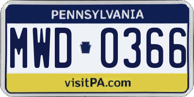PA license plate MWD0366