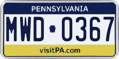 PA license plate MWD0367