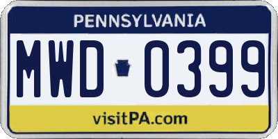 PA license plate MWD0399