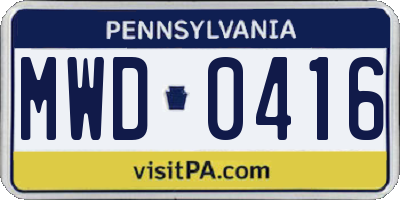PA license plate MWD0416