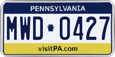 PA license plate MWD0427