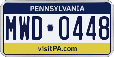 PA license plate MWD0448