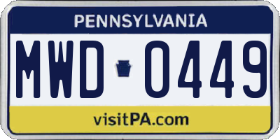 PA license plate MWD0449