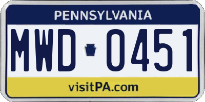 PA license plate MWD0451
