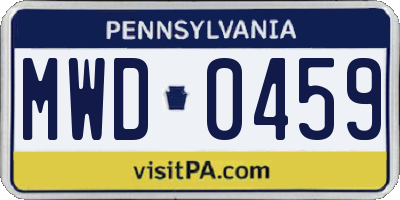 PA license plate MWD0459