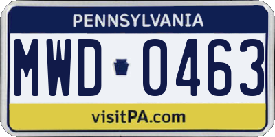 PA license plate MWD0463