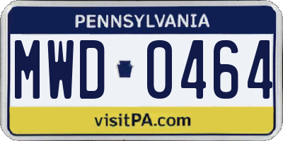 PA license plate MWD0464