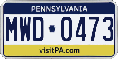 PA license plate MWD0473