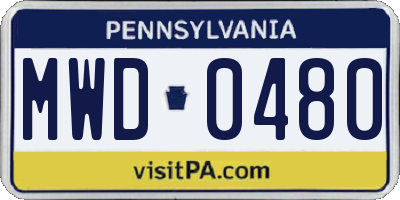 PA license plate MWD0480