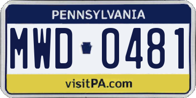 PA license plate MWD0481