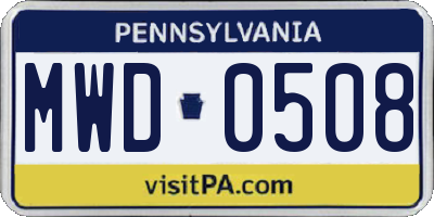 PA license plate MWD0508