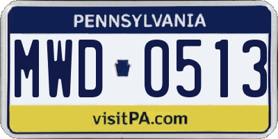 PA license plate MWD0513