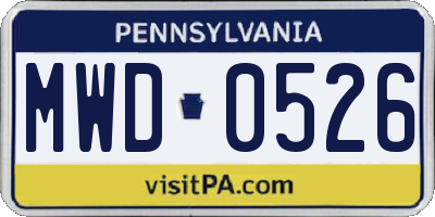 PA license plate MWD0526