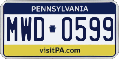 PA license plate MWD0599