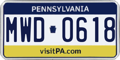 PA license plate MWD0618