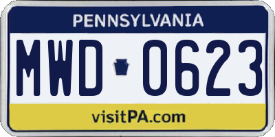 PA license plate MWD0623