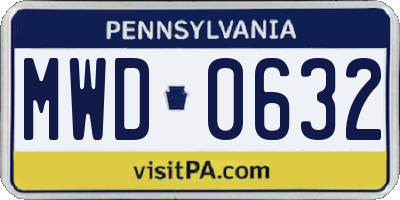 PA license plate MWD0632