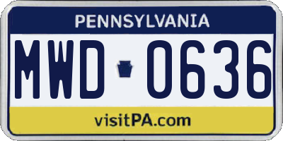 PA license plate MWD0636