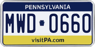 PA license plate MWD0660