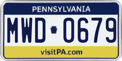 PA license plate MWD0679