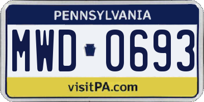 PA license plate MWD0693