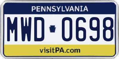 PA license plate MWD0698