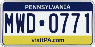 PA license plate MWD0771