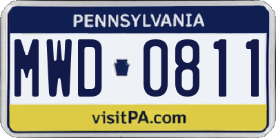 PA license plate MWD0811