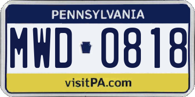 PA license plate MWD0818