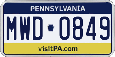 PA license plate MWD0849
