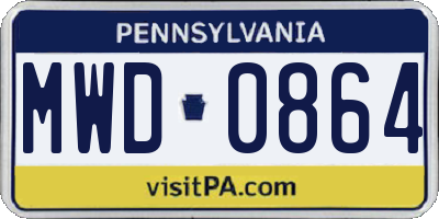 PA license plate MWD0864