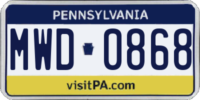 PA license plate MWD0868