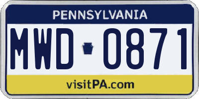 PA license plate MWD0871