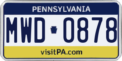 PA license plate MWD0878