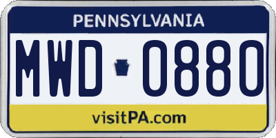 PA license plate MWD0880