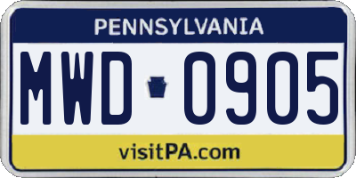 PA license plate MWD0905