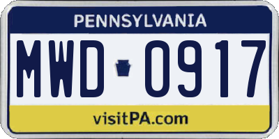PA license plate MWD0917