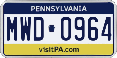 PA license plate MWD0964