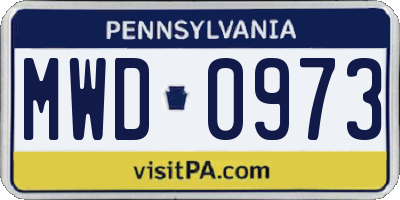 PA license plate MWD0973