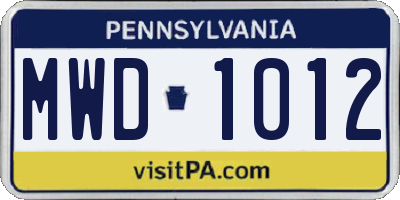 PA license plate MWD1012