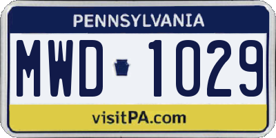 PA license plate MWD1029