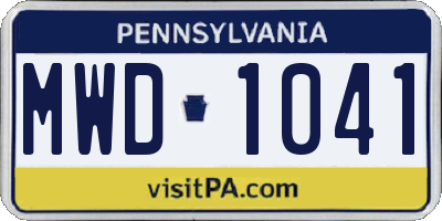 PA license plate MWD1041