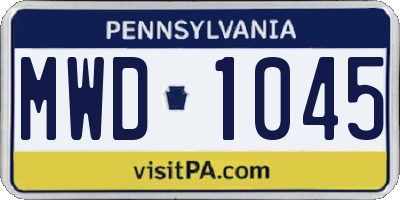 PA license plate MWD1045