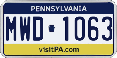 PA license plate MWD1063