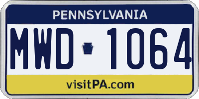 PA license plate MWD1064