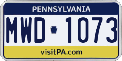 PA license plate MWD1073