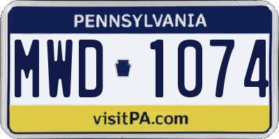 PA license plate MWD1074
