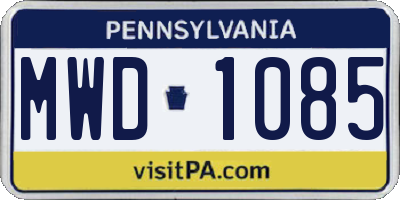PA license plate MWD1085