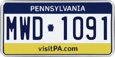 PA license plate MWD1091