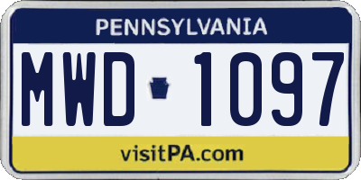 PA license plate MWD1097